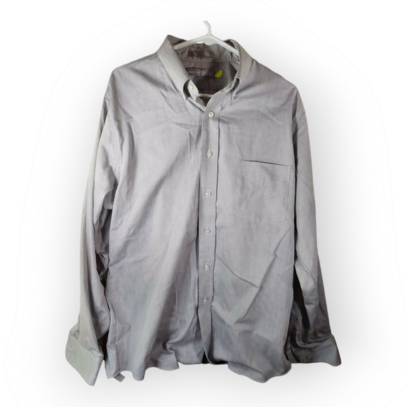 Van Heusen Grey Button-Down Long Sleeved Shirt 34/35 Wrinkle Free - Picture 2 of 12